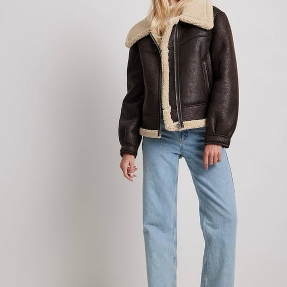 NAKD Jackets & Blazers - Vintage Bomber Jacket with Cream Shearling Collar